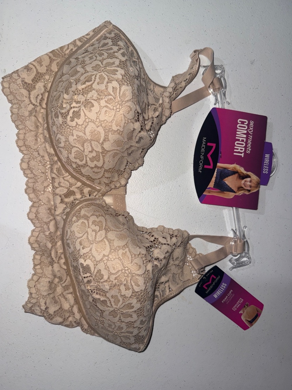 Maidenform Beige Lace Wireless Bralette